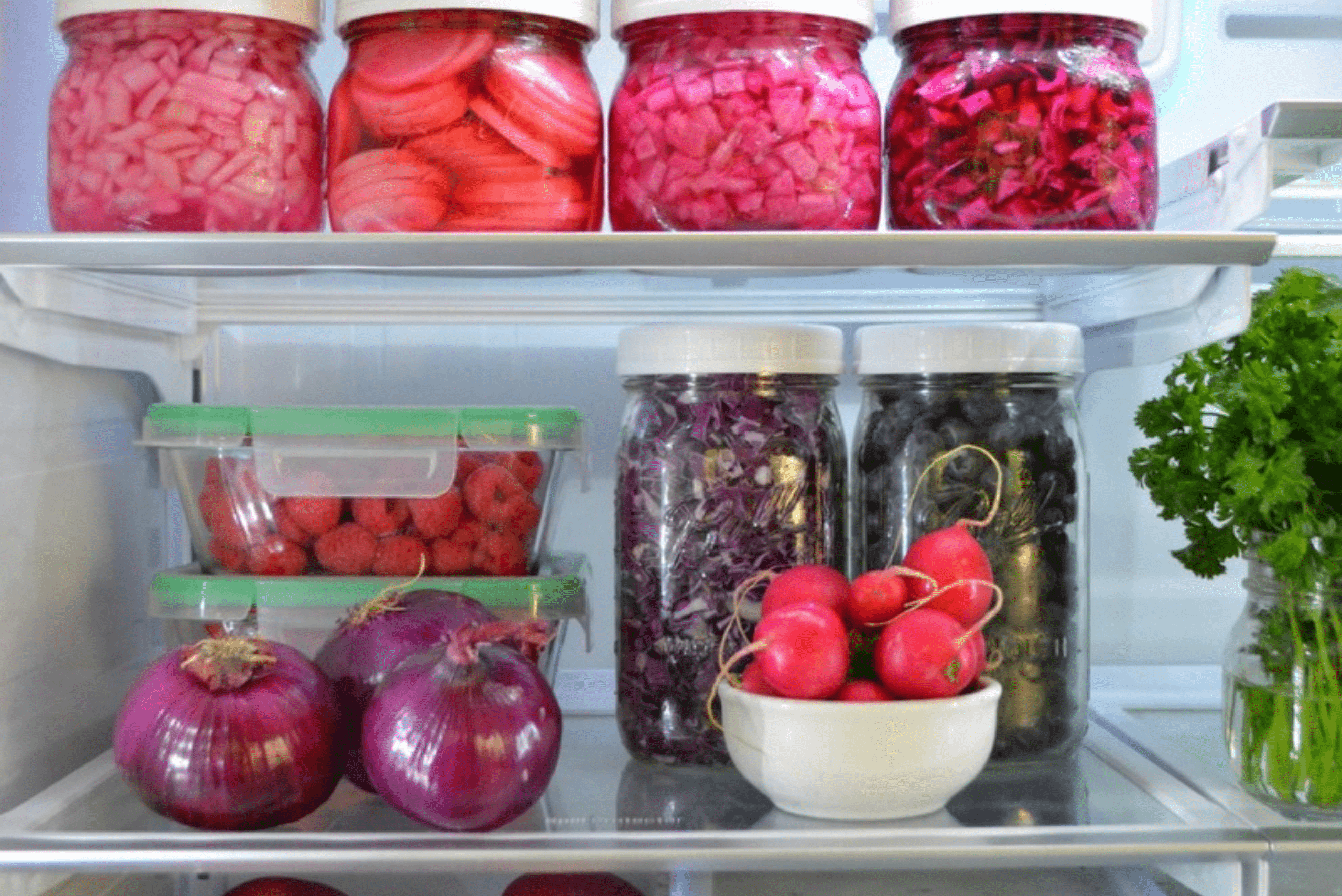 Onions in fridge.
